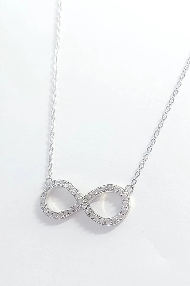 Collana Argento 925 Donna Infinito Ciondolo Gioiello Zirconi Brillanti e  Catena - Immagine 3 di 4