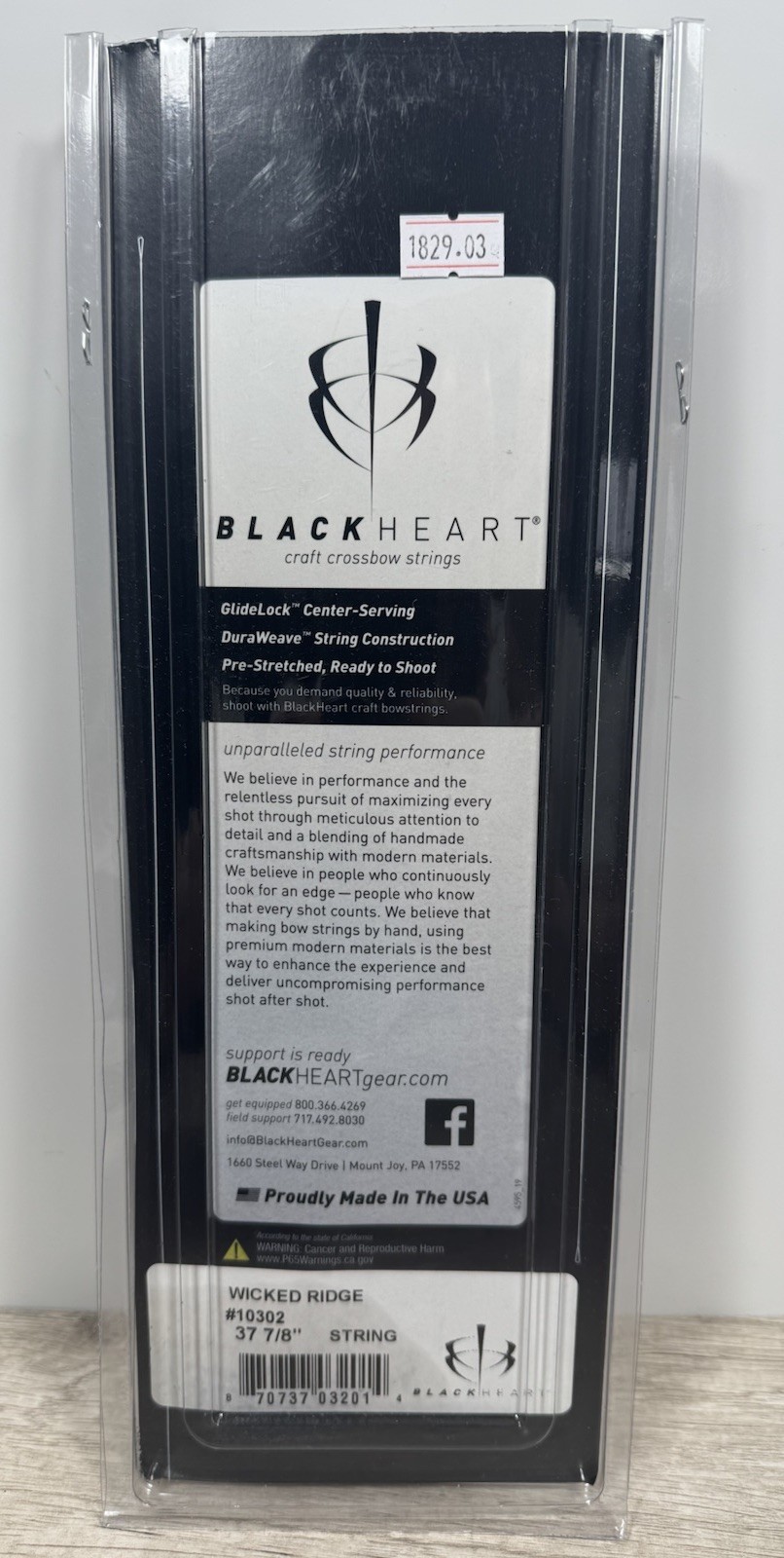 Blackheart Crossbow String Wicked Ridge 10302 Invader Warrior 37-7/8" USA Black