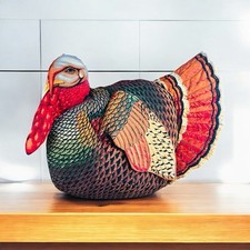 Patty Reed Leftua Mai colorful large 12  stuffed Thanksgiving turkey plush decor