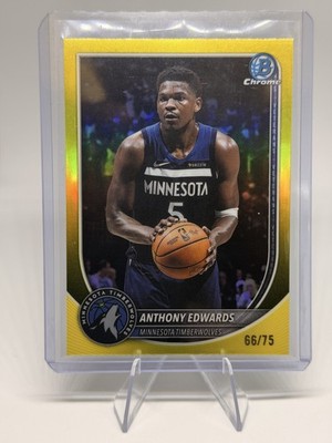 Anthony Edwards Chrome Yellow Refractor #/75 2025-26 Bowman #BCV-103