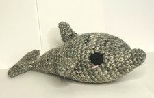 Handmade Crochet Gray Dolphin Stuffed Animal Plush 8.5  