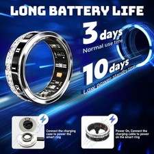 Fitness Health Smart Ring, IP68 Waterproof, Sleep/Heart Rate Monitor,iOS Android