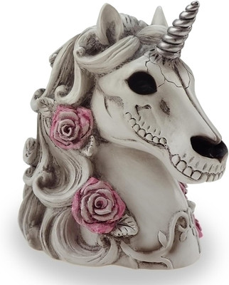Gothic Unicorn Skull Piggy Bank- Sugar Skull Home Decor Unicorn Skeleton Statue