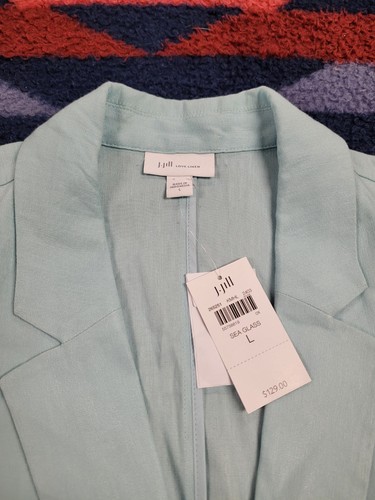 Blazer lino donna J Jill Love grande giacca vetro mare 1 bottone nuovo con etichette prezzo consigliato $129 - Foto 2 di 6