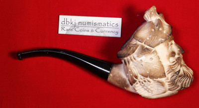 Antique Bearded Sultan Meerschaum Pipe Bent Stem - Pipe Only - Broken Stem dbkjL