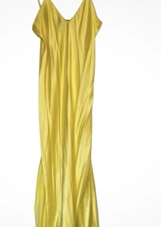banana republic yellow silk dress Satin Twist Shoulder Maxi Dress