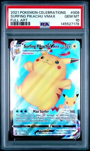Surfing Pikachu VMAX 009/025 Celebrations Holo PSA 10 Pokémon card