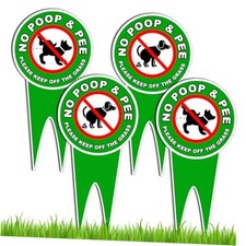No Pooping Dog Signs for Yard, 12x6 DS Dibond Keep Off Grass Sign, No Dogs 4 PC