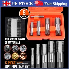 5Pcs NPT Taper Pipe Tap Set 1/8" 1/4" 3/8" 1/2" and 3/4" With Case Imperial Inch
