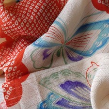 Boro Japanese Old Used Cloth Antique Silk Crepe Cute Pattern Fabric Scraps Japan