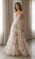 Jenny Yoo Collection Women's Floral Chiffon Maxi Dress Size 6