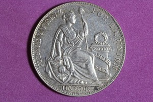 1934 Peru 1 Sol Silver Coin #M26782