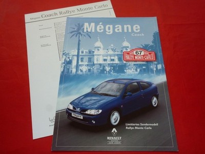 Renault Megane Coach ''Rallye Monte Carlo'' Special Model Brochure Price List 1998