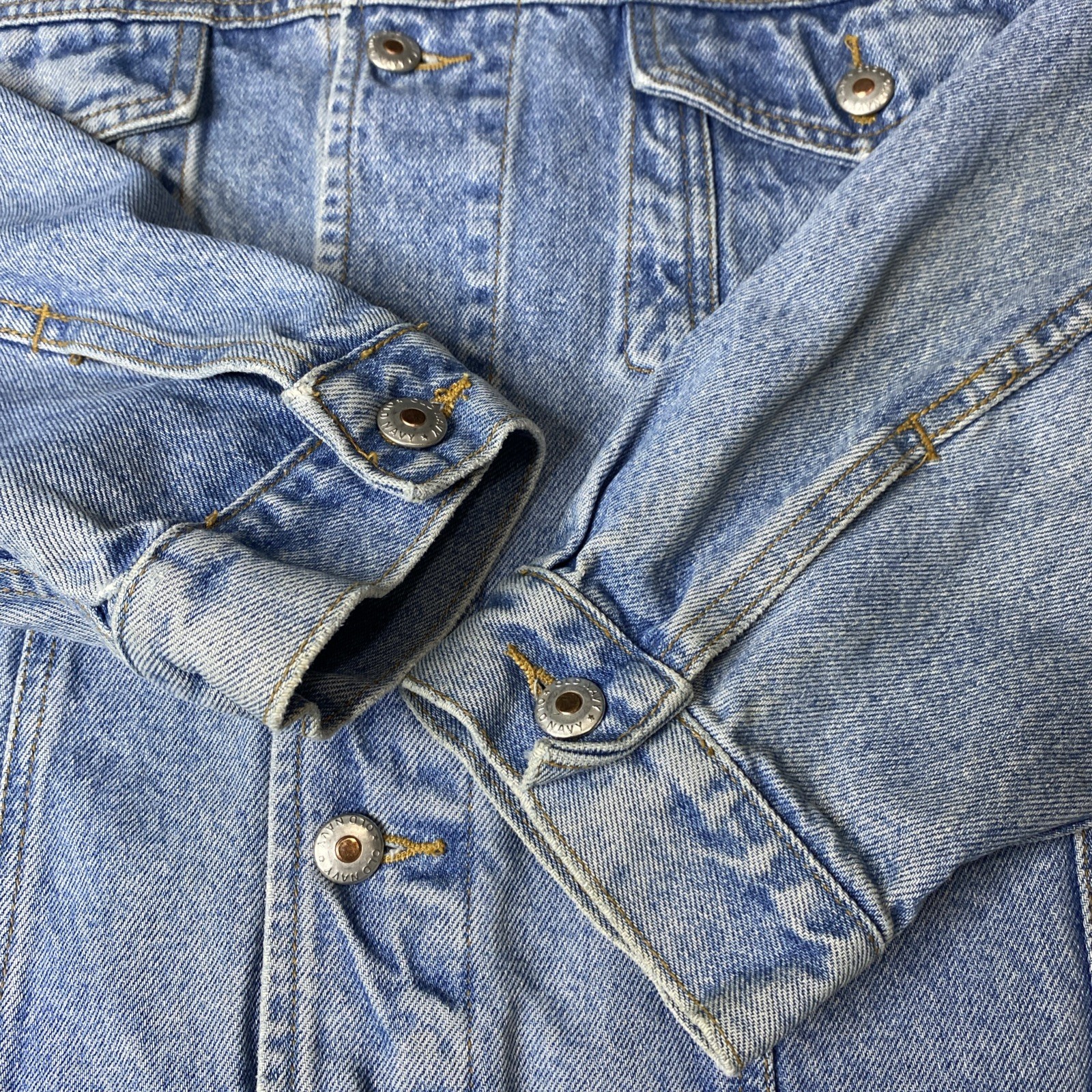 Vintage Old Navy Denim Jean Blue Trucker Jacket Classic Mens Size L Rare