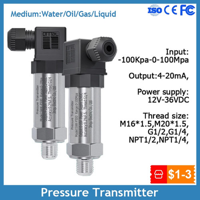 #ad Pressure Transducer 4 20mA WaterGasOil Liquid Pressure Sensor 1 0 1000bar 24VDC $84.36