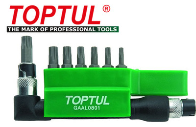 TOPTUL GAAL0801 Bit Screwdriver Set 8PCS 1/4'' Hex Drive Star Tamperproof Bit Set
