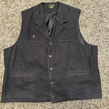 Wyoming Traders Vest Mens 3XL Black Button Up Western Cowboy Rodeo Cotton Canvas