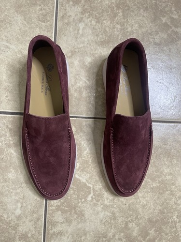 Authentic New Loro Piana Summer Walk Loafers Unisex Size Eur 42– Burgundy Suede - Picture 9 of 19