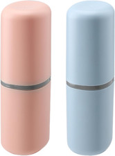 New 2PCS Toothbrush Case Dustproof Cover Holder Pink Blue Fast Shipping