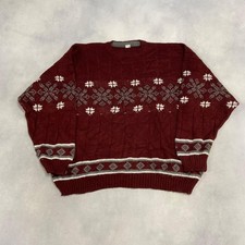 Vintage Knitted Jumper Abstract Patterned Grandad Knit Sweater Men's L