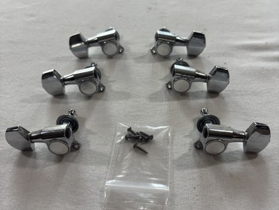 1980s Cort CR-250 3x3 Tuning Pegs Tuners Chrome 45° Tabs w/ HW