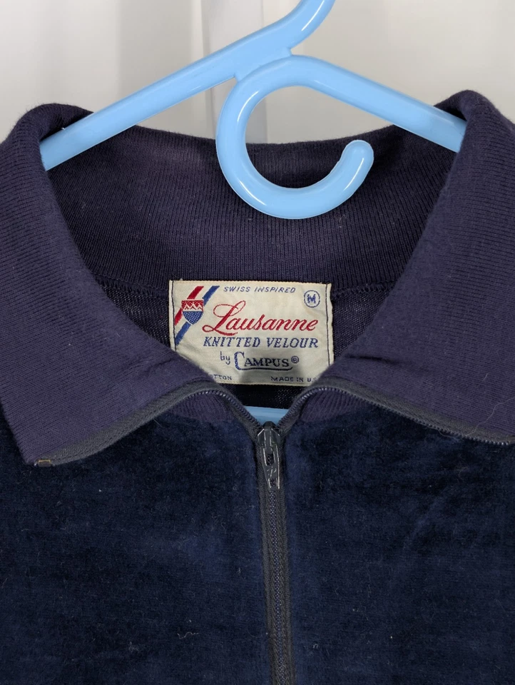 Campus винтажный 60-х велюр итальянский трикотажа LS панели молнии рубашка Mod рокабилли США M - Изображение 4 из 4