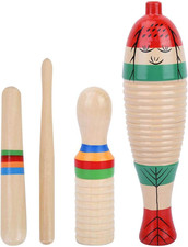 2-Pack Colorful Fish-Shaped Guiro, Early Education Music Instrument for Kids