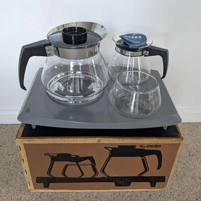 Vintage Pyrex Glass Coffee And Tea Set With Warming Tray No. 436000 IMMACULATE - Image 1 of 4
