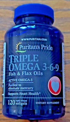 Triple Omega 3-6-9 Fish & Flax Oils  120 Softgel exp. 09/27    Free Shipping