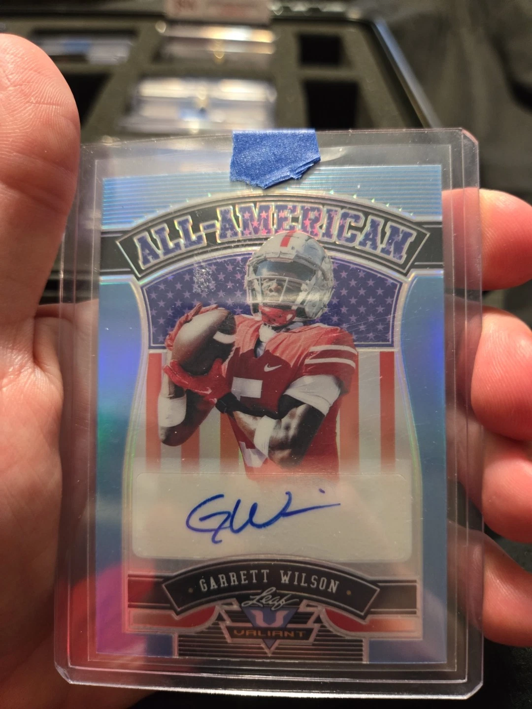 Garrett Wilson Leaf Valiant All-American Autographs #AAGW1 Navy Blue Crystal