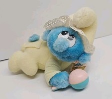 1983 Applause The Smurfs Baby Smurf Yellow Rattle NWT 6" Plush
