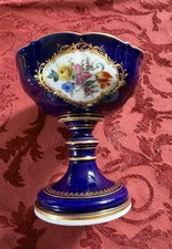 Antique Miessen Porcelain Fruit Compote Cobalt Blue