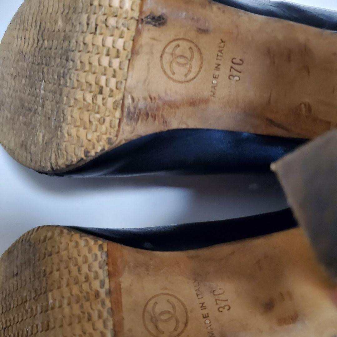 Chanel Short Boots Open Toe Chain Heel Leather Black Size 37 US About7 For Women thumbnail 16