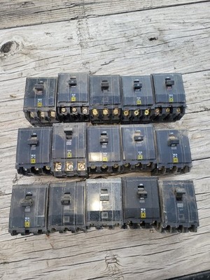 Lot Of 15 3 Pole Square D QO Breakers - Mixed Amperage
