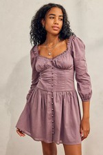 Urban Outfitters BDG Lydia Purple Prairie Mini Dress Cozy Fall Outfit Size XL