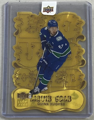 Quinn Hughes #5 2024 SkyBox Metal Universe Liquid Gold card