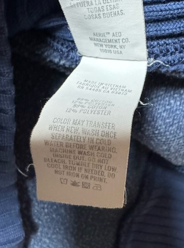 Aerie "Checked Out" Oversized Crewneck Sweatshirt Pullover Blue Women's S - Photo 11/14