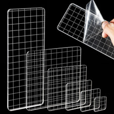 6PCS Acrylic Stamp Block with Grid Lines, Clear Stamping Blocks Tool Decorative