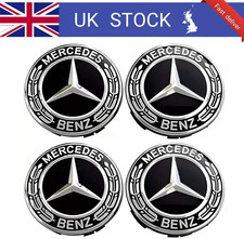 4 x Black Mercedes Benz 75mm Alloy Wheel Centre Caps AMG A B C E S M Class Hub