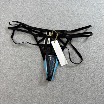 Wolf & Whistle Thong Womens UK 8 US 4 Black Lace Strappy Underwear Lingerie Sexy