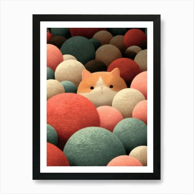 Entzückende pralle Katze umgeben von so gerahmtem Wandbild Poster Leinwanddruck Bild