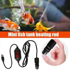 USB Mini Aquarium Fish Tank Heater Thermostat Submersible Heater LED Heating Rod