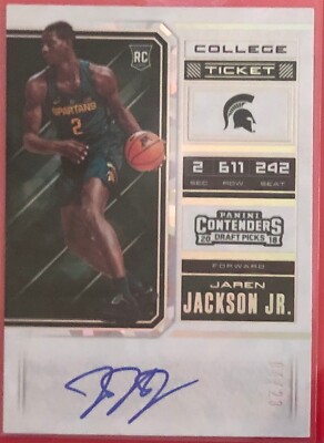 2018 Contenders Draft Picks #54 JAREN JACKSON Cracked Ice Rookie AUTO SP #ed /23