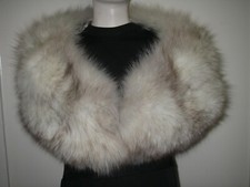 Vintage 1940s Silver Fox Fur Stole Wrap Shrug Wedding Bridal Cape 2 pelt