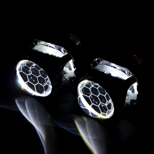 2.5'' Headlight LED Devil Eyes RGB HID Projector Lens Honeycomb Bixenon APP - Picture 9 of 15