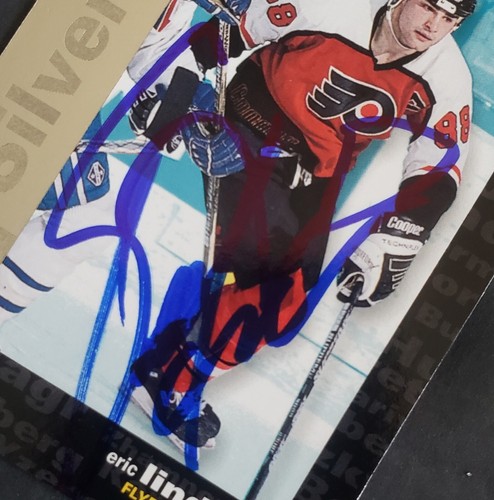 1995 UD UPPER DECK COLLECTORS CHOICE ERIC LINDROS SIGNED AUTO CARD FLYERS no/COA - Picture 2 of 3