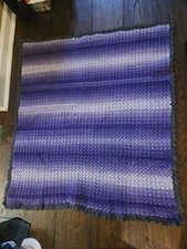 Hand Crocheted Baby Blanket Afghan Pastel Lilac Purple 36" x 40" Hand Made Used