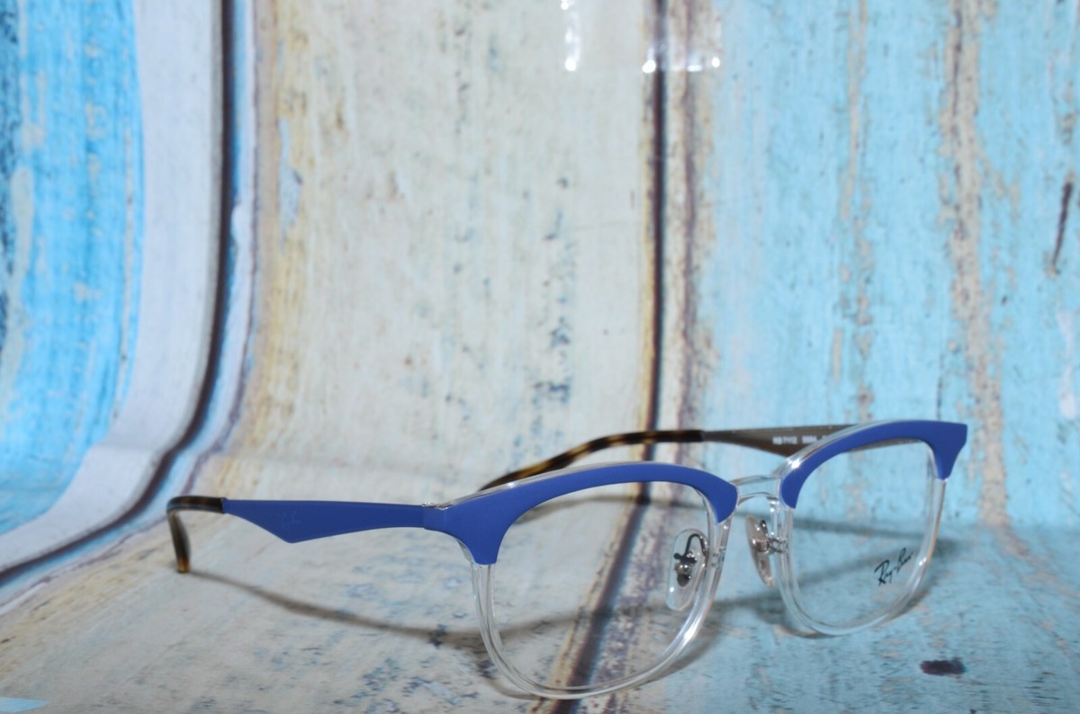 Ray-Ban RB7112 5684 Rectangle Gloss Blue Havana Unisex Eyeglasses