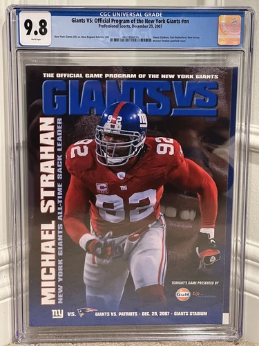 Tom Brady NE Patriots NY Giants Program December 2007 16-0 Season CGC 9.8 POP 1