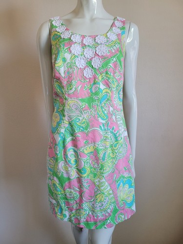 LILY PULITZER Multi Chin Chin Shift Floral Paisley Pastel Dress size 4 cotton